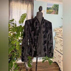 Zip up crushed velvet slight cow pattern satin jacket western cowboy cowgirl